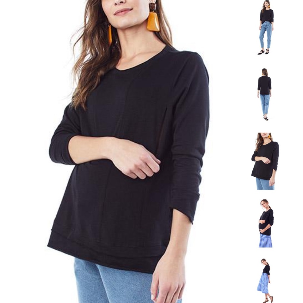 Loyal Hana Nursing & Maternity Long Sleeve Christy Top in black size small